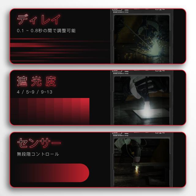 YESWELDER 溶接面 自動遮光 側面も見える広視野 ４アークセンサー 遮光度4/5-9/9-13 本当の色を映す TIG MIG ARC溶接 研磨 プラズマ切断_5