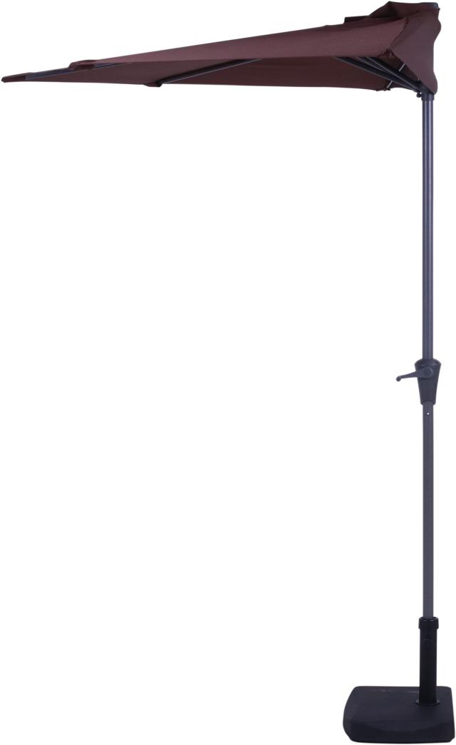 不二貿易 パラソル 幅270×奥行139×高さ234？ ブラウン ガーデン 半円パラソル クランク式開閉 アルミ 37855