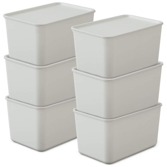 アイリスオーヤマ 収納ボックス ふた付き 6個セット 幅45×奥行29×高さ25cm 収納ケース ふた付き積み重ねBOX グレー 収納 衣類 おもちゃ