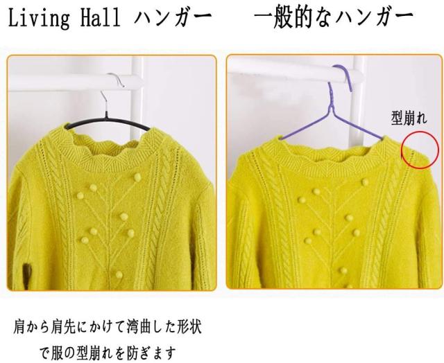 Living Hall ハンガー すべらない 滑らないハンガー ハンガー省スペース 人体 洗濯 収納ハンガー 20本組 ブラック (ブラック, 20) その他洗濯用品