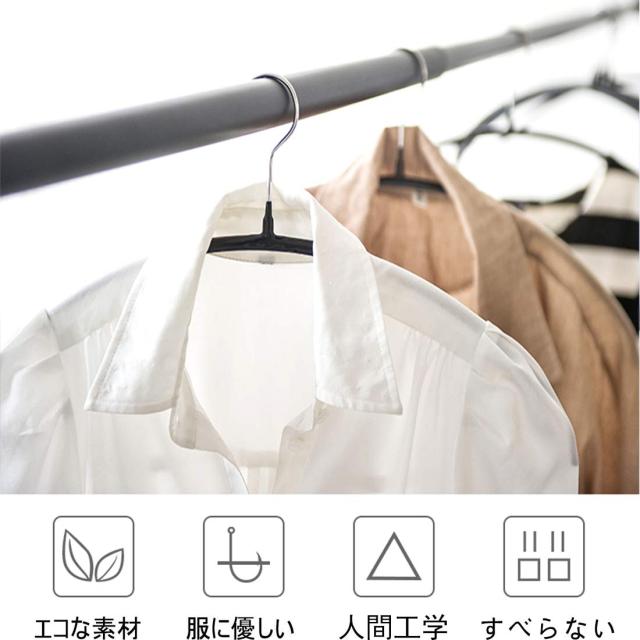 Living Hall ハンガー すべらない 滑らないハンガー ハンガー省スペース 人体 洗濯 収納ハンガー 20本組 ブラック (ブラック, 20) その他洗濯用品