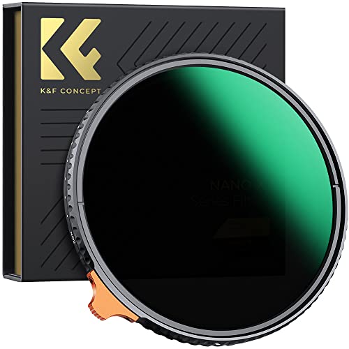 K＆F Concept 62mm 可変NDフィルター ND2-ND400 日本製AGC光学ガラス HD超解像力 低い反射率 360°無段階調節可能 28層ナノコーティング
