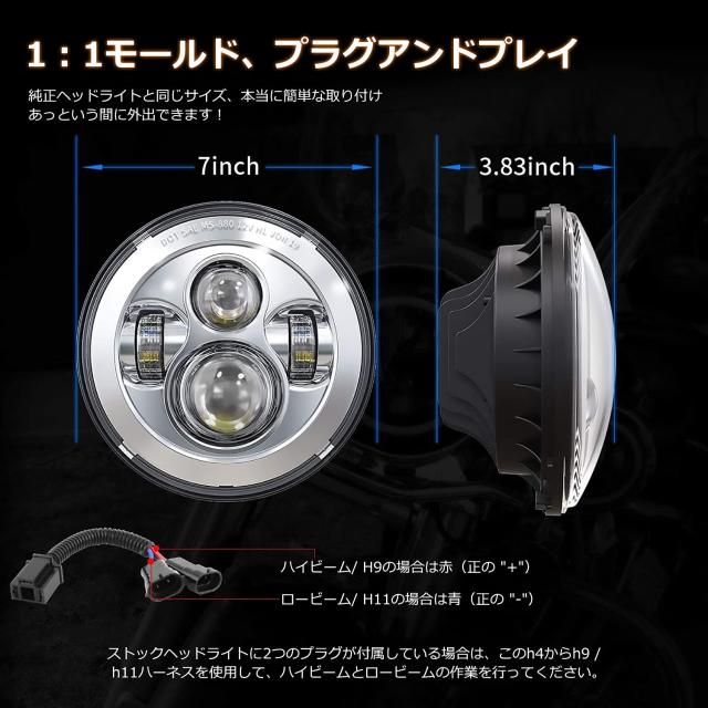 Chelhead 7インチ led ヘッドライト ハーレーダビッドソン用 4.5インチ 