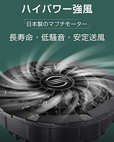 空調服用ファンバッテリーセット4段階調節 大容量バッテリー付き 5200mAh