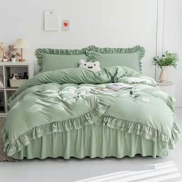 布団カバー フリル ベッドカバー 可愛い 寝具カバー 洗える 掛け布団カバー ボックスシーツ 枕カバー かわいい 布団かばー アイボリー 洋の通販は 6,600円