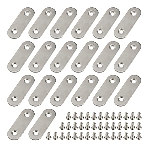 ストレートプレート ジョイント金具 I字金具 棚受け金具 20個入(ネジ付き 40個) ステンレス製 ブラケット 固定修理プレート 家具の固定 ...