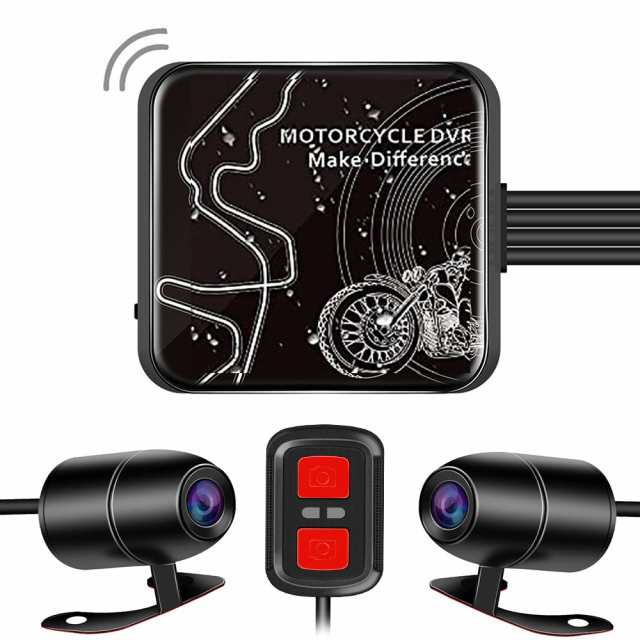 モトカム バイク用 ドライブレコーダー 前後 カメラ 防水 IP67 バイクドラレコ 1080P 200万画素 WIFI機能 携帯連携 エンジン連動ループ録の通販は