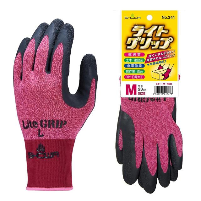 ショーワグローブ 【ケース販売】 No.341 ライトグリップ レッド Mサイズ 120双