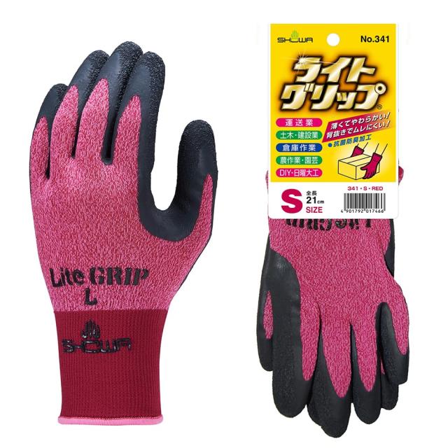 ショーワグローブ 【ケース販売】 No.341 ライトグリップ レッド Sサイズ 120双