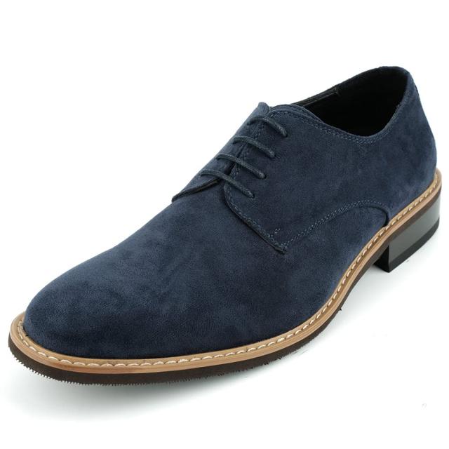 KIXSTAR スラックスに合う靴 カジュアルシューズ メンズ スエード レースアップ ビジネス デッキシューズ 通勤用 軽量 ネイビー 26.0cm