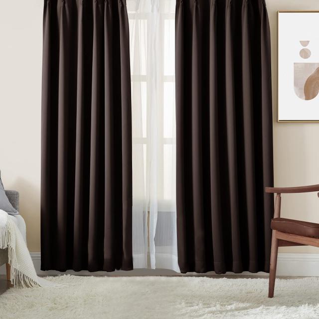 Hansleep カーテン 1級遮光 4枚組 ブラウン 幅100cm丈135cm UVカット 断熱 防寒 防音 省エネ 厚手 無地 おしゃれ カーテンセット 洗える の通販は 4,864円