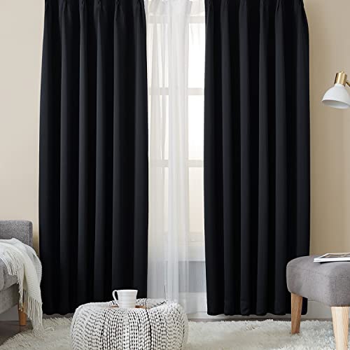 [送料無料]Hansleep カーテン 1級遮光 4枚組 ブラック 幅100cm×丈178cm UVの通販は