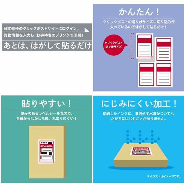 クリックポスト エーワン ラベルシール 出品者向け 配送 ラベル 用紙 きれいにはがせる 4面 100シート 80324｜au PAY マーケット