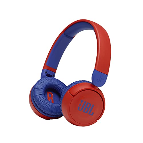 JBL JR310BT 子供向け Bluetoothワイヤレスヘッドホン 音量制御機能搭載/カスタマイズシール付属/最大約30時間再生 レッド/ブルー 2021年