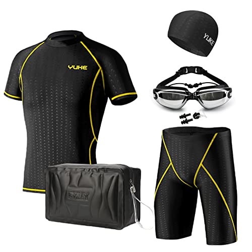 LLWAAV ラッシュガード 水着 半袖 メンズ 水着 6点セット 競泳水着 メンズ フィットネス水着 UVカット + 吸汗速乾 競泳用水着 男性 の通販は 5,687円