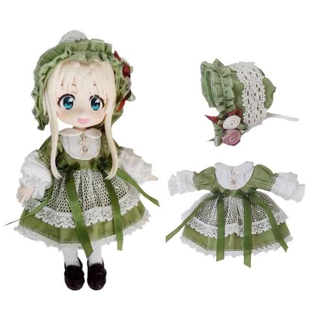 rakulifey オビツ11服 ワンピース 衣装 オビツドール11ｃｍドレス グリーン ２点セット