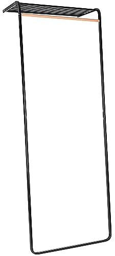 ハンガーラック スリム シェルフ付きコートハンガー 洋服掛け 洋服ラック 玄関収納 - DURA DRY 省スペース おしゃれ 組立簡単 ブラック の通販は