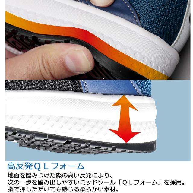 ミドリ安全 安全作業靴 JSAA認定 高反発 プロスニーカー QL01N ブラック／レッド 25.5 cm 3E_4