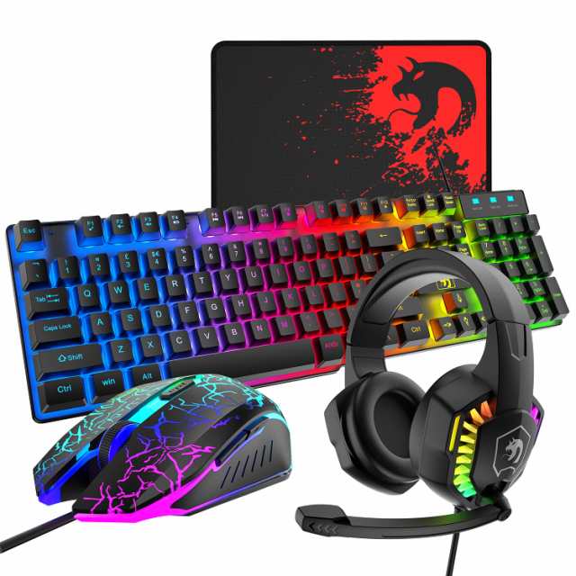 Mamba snakeゲーミングキーボードマウスヘッドホンセット USBメンブレン式 有線 防水多機能マルチメディアキー 2400DPI調整なマウス 6つの通販は