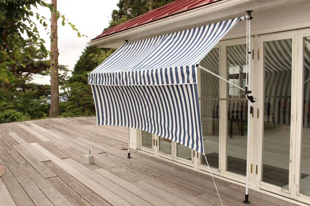 リビングアウト 前幕と物干し竿付きオーニング ブラウン 幅3m Amazon