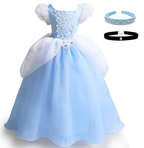 Axaxa シンデレラ ドレス プリンセスドレス 子供用（子供ドレス＋カチューシャ＋チョーカー） 3点セット コスプレ 衣装 プリンセスなりの通販は