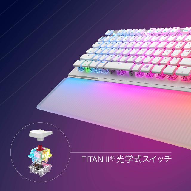 ROCCAT ゲーミングキーボード Vulcan II Max JP 日本語配列 有線 ホワイト/白 オプティカル リニア 静音 フルサイズ カスタマイズ可能 RG_1
