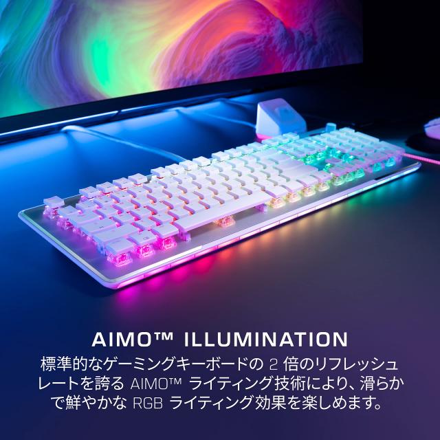 ROCCAT ゲーミングキーボード Vulcan II Max JP 日本語配列 有線 ホワイト/白 オプティカル リニア 静音 フルサイズ カスタマイズ可能 RG_5