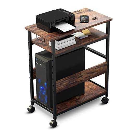 MORIFUKU パソコンワゴン PCラック キャスター付き デスクワゴン 木製移動便利 サイドワゴン PC本体収納 プリンター収納 オフィ パソコンワゴン MORIFUKU PCラック キャスター付き デスクワゴン 木製