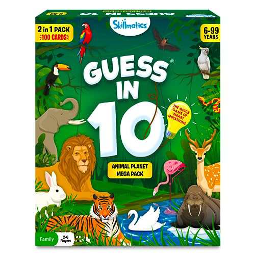 Skillmatics Card Game: Guess in 10 Animal Planet Mega Pack Gifts for 6 Years Olds and Up Super Fun for Outdoors,Travel ＆ F