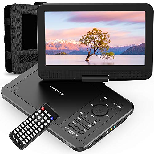 DBPOWER ポータブルD V Dプレーヤー 12.5型 【車載用ホルダー付き】 10.5インチ液晶画面 高耐久性 大容量充電式バッテリー 5時間長時間再生