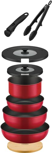 サーモス デュラブルシリーズ 取っ手のとれるフライパン9点セットAA IH対応 レッド KSA-9A Rの通販は