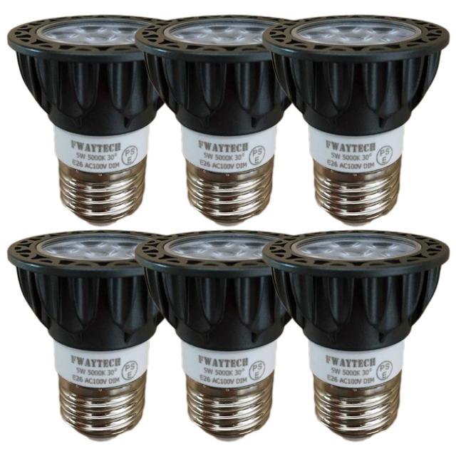 FWAYTECH ledハロゲン電球 e26 昼白色 調光対応 5W 中角30度 ハロゲン電球40W〜50W相当 ダクトレールLEDスポットライト レフ電球代替 密