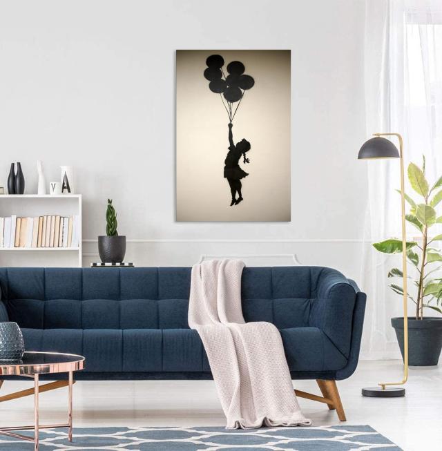 バンクシー 女の子と風船 アートパネル 絵画 大きい モノクロ