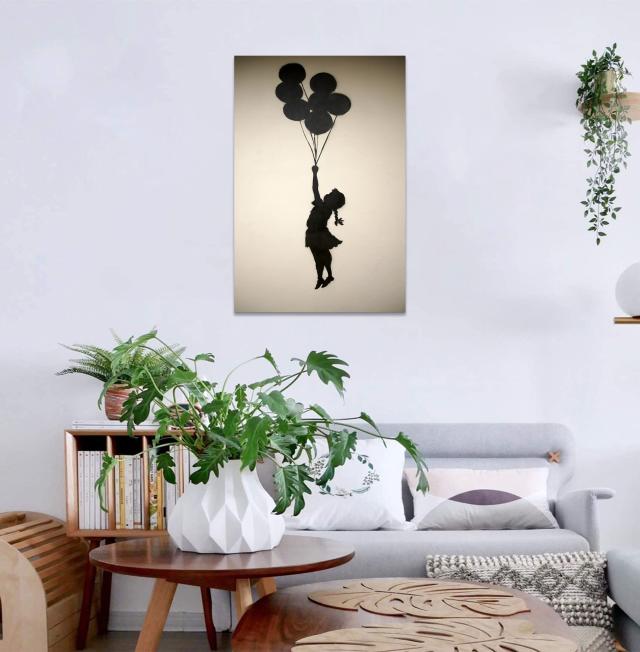 バンクシー 女の子と風船 アートパネル 絵画 大きい モノクロ