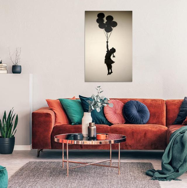 ビジュー　アートパネル　バンクシー　風船と少女　壁掛け　パネル　アート　絵　絵画 Amazon.co.jp: 有名なバンクシーの女の子と風船壁アート
