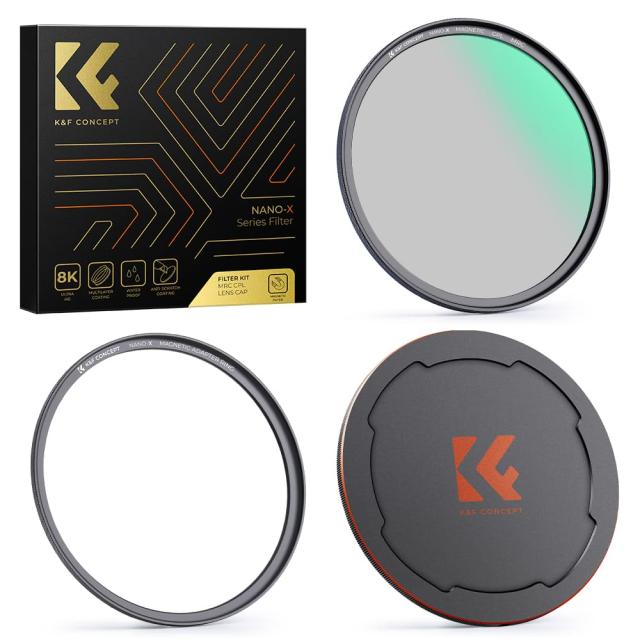 K＆F Concept 82mm マグネットCPLフィルター+レンズキャップセット 磁気吸着 装着便利 日本製AGC光学ガラス サーキュラー コントラスト 反