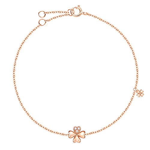 FANCIME ダイヤモンド K18 ピンクゴールド ブレスレット レディース 四つ葉 クローバー 天然石 アクセサリー 誕生日 記念日 ク リ ス マ ス の通販は