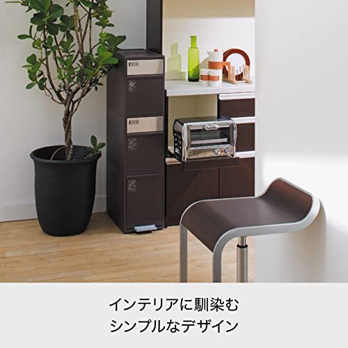 ライクイット (like-it) ペダル式 ゴミ箱 多段 分別スイングステーションワイド 約35L(約20Lx1段・約15Lx1段) ステンレスパネル ダークブ_5