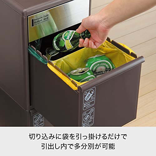 ライクイット (like-it) ペダル式 ゴミ箱 多段 分別スイングステーションワイド ウッド 約35L(20Lx1段・15Lx1段) ステンレスパネル_3