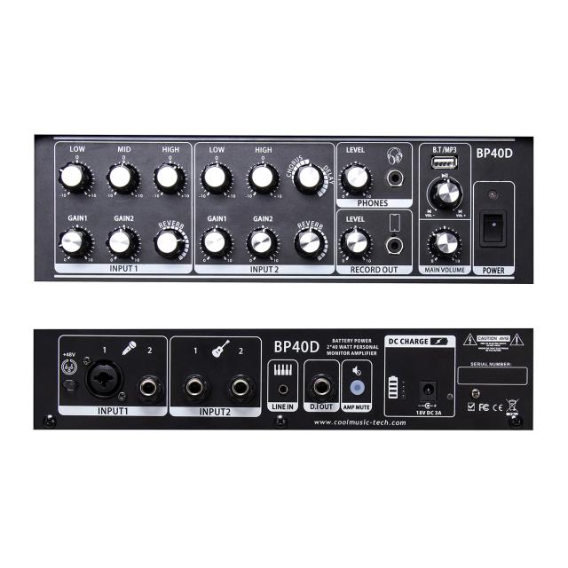 Coolmusic BP40D 充電式アコースティックギターアンプ エレキギターアンプ - キーボードアンプ 80W W/BT リバーブコーラスディレイエフェ