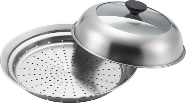 ヨシカワ 蒸し器 フライパン用 24〜26cm用 蒸しプレート 日本製 ステンレス 蒸し料理 ガラス