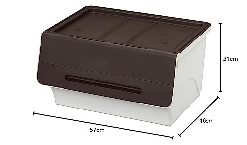 サンカ フロック 重ねて使える蓋付き衣装ケース ワイド ブラウン