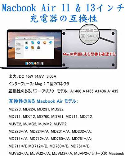 MacBook Air 充電器【PSE認証】45W Mag 2 T型 電源アダプタ Mac 互換