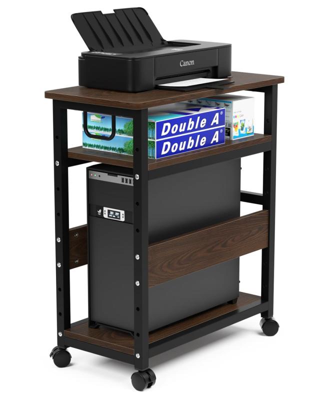 パソコンワゴン PCワゴン CPUワゴン キャスター付き デスクワゴン 25mm×25mmのスチール製フレーム 棚板高さ調節可能 パソコン収 パソコンワゴン PCワゴン CPUワゴン 高さ調整可能 キャスター付き 丸角