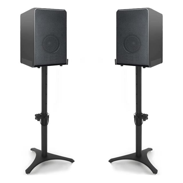 BQKOZFIN 卓上モニタースピーカースタンド ペア デスクスピーカースタンド コンピュータスピーカー DJ用 ブラック 2段 幅13~22cm