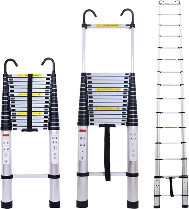 DayPlus 伸縮はしご 最長6.2m 折り畳み伸縮梯子 多機能アルミはしご 持ち運びに便利 軽量 耐荷重150 kg 室内室外両用 自動ロック 安全ロの通販は