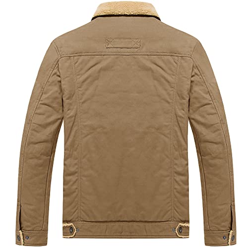 KEFITEVD 防寒ブルゾン メンズ ドカジャン 作業服 大きいサイズ 作業着 パイロットジャンパー 裏ボア カーキ XL_1