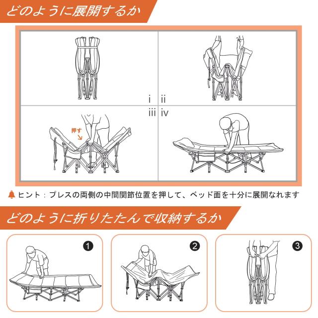 ATORPOK 簡易ベッド コット 折り畳み式ベッド 折りたたみベッド こっと アウトドアベッド 耐荷重200kg キャンプベッド キャンプベッド 防_2