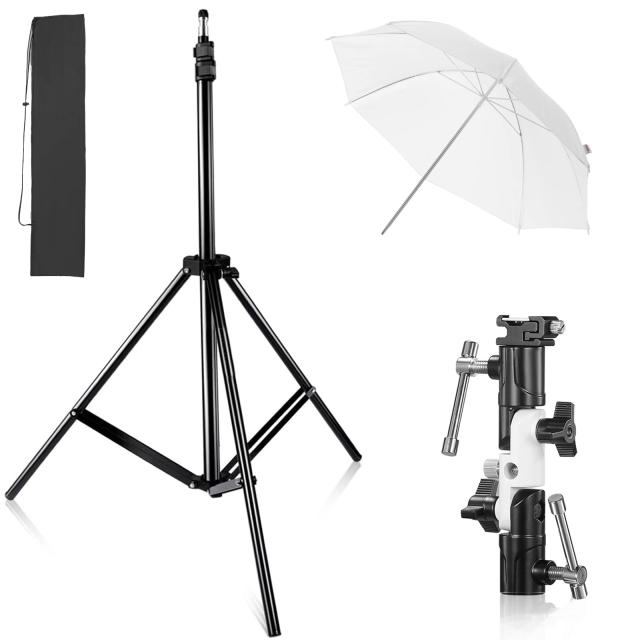 GODOX スタジオスタンドキット 撮影キット ライトスタンド 3m ホワイトアンブレラ 43インチ U型フラッシュブラケット 収納袋付き ロケ撮