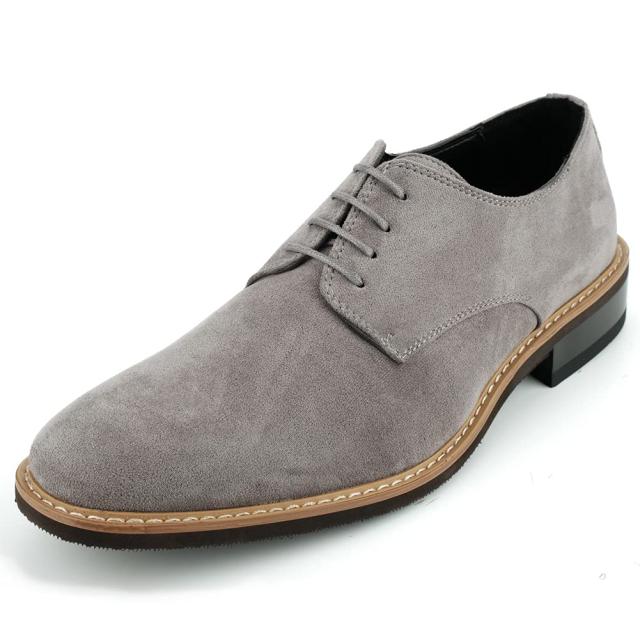 KIXSTAR スラックスに合う靴 カジュアルシューズ メンズ スエード レースアップ ビジネス デッキシューズ 通勤用 軽量 グレー 26.0cm